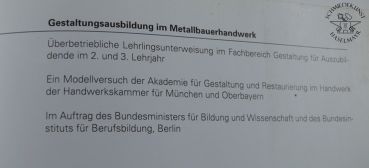Überbetriebliche Lehrlingsunterweisung im Fachbereich Gestaltung für Auszubildende im Metallbauerhandwerk