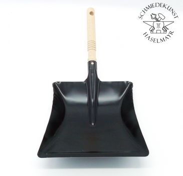 Kehrschaufel aus Metall schwarz mit Holzgriff