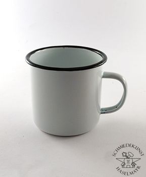 Tasse Emaille unkaputtbar schwarz-weiß