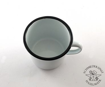 Tasse Emaille unkaputtbar schwarz-weiß