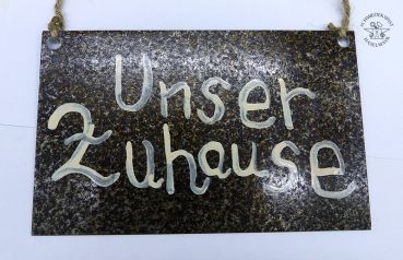 Blechschild mit Spruch "Unser Zuhause"