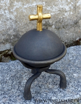 Weihwasserkessel handgeschmiedet mit Kreuz