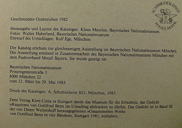 Geschmiedete Grabzeichen 1982