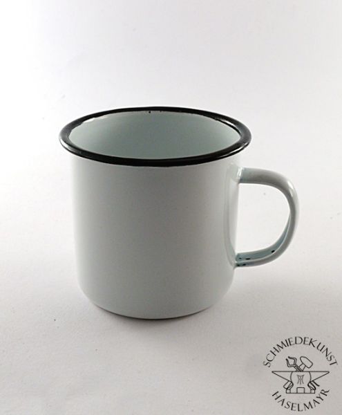 Tasse Emaille unkaputtbar schwarz-weiß