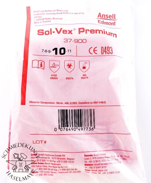 Chemiefeste Handschuhe, Sol-Vex®, Größe 10